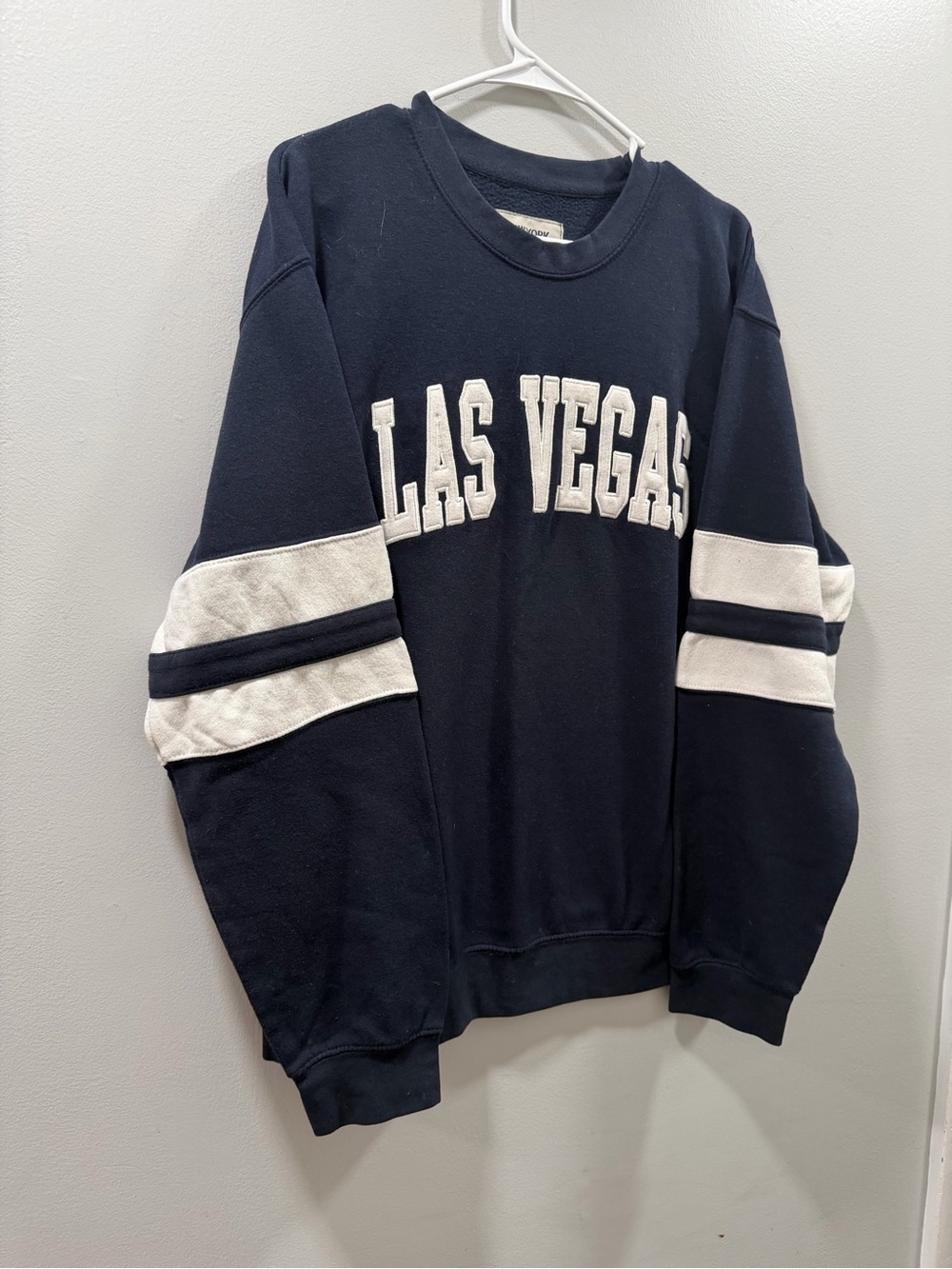 Las Vegas Navy and White Men's Crewneck Sweatshirt. XL
